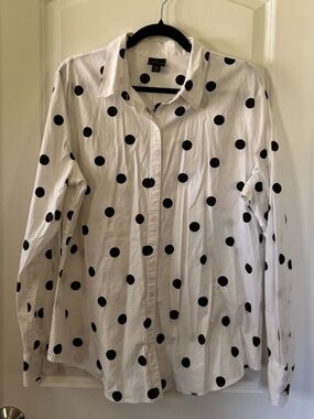 Worthington Polkadot Button Up Blouse - Size XLT